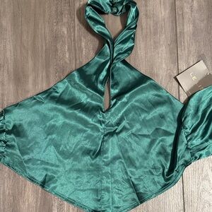 Le Lis Teal Satin Top
